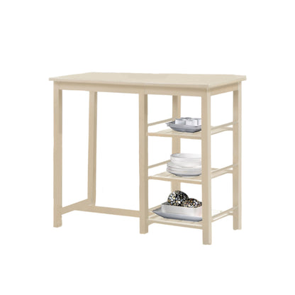 Cream Synthetic Wood 3 Piece Kitchen Dining Set with Storage