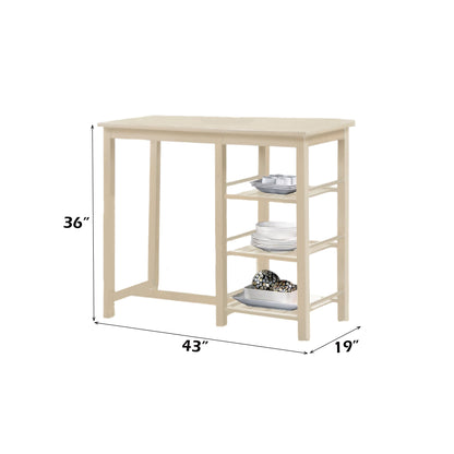 Cream Synthetic Wood 3 Piece Kitchen Dining Set with Storage