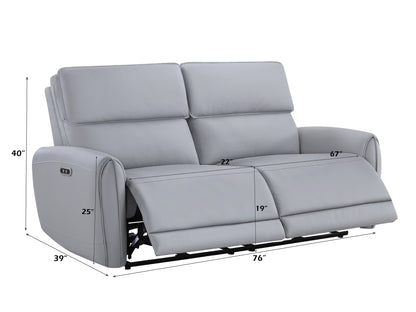 Gray Faux Leather Power Motion Sofa - USB Port for Living Room
