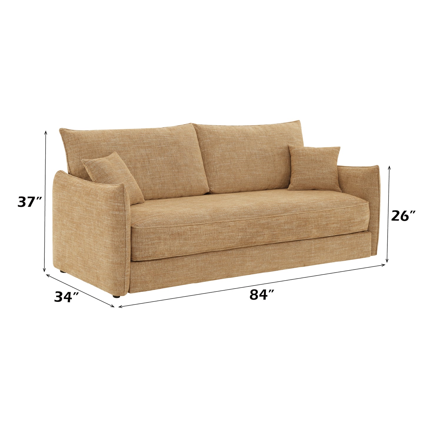 Cadie Mocha Chenille Sofa Bed - 2 Seats for Living Room