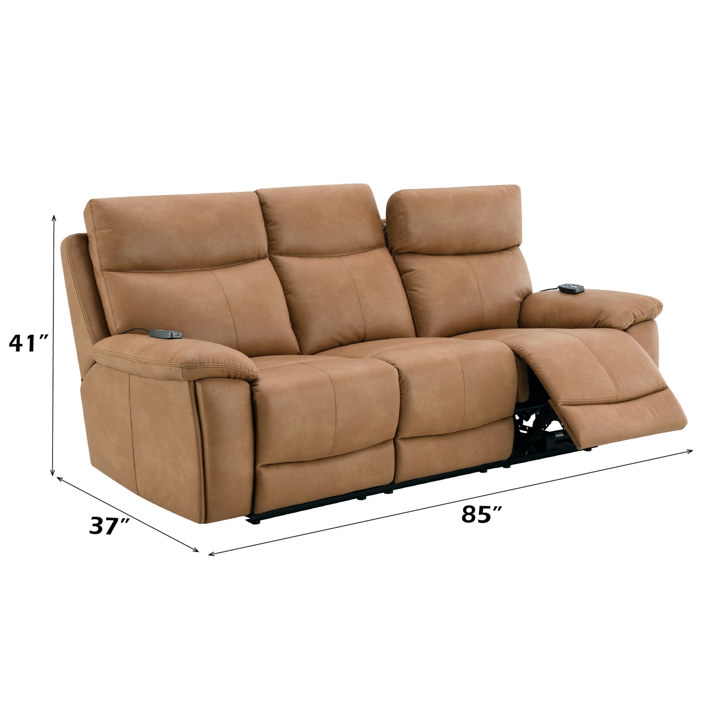 Chavis Brown Leather Sofa - Power Motion & USB Ports