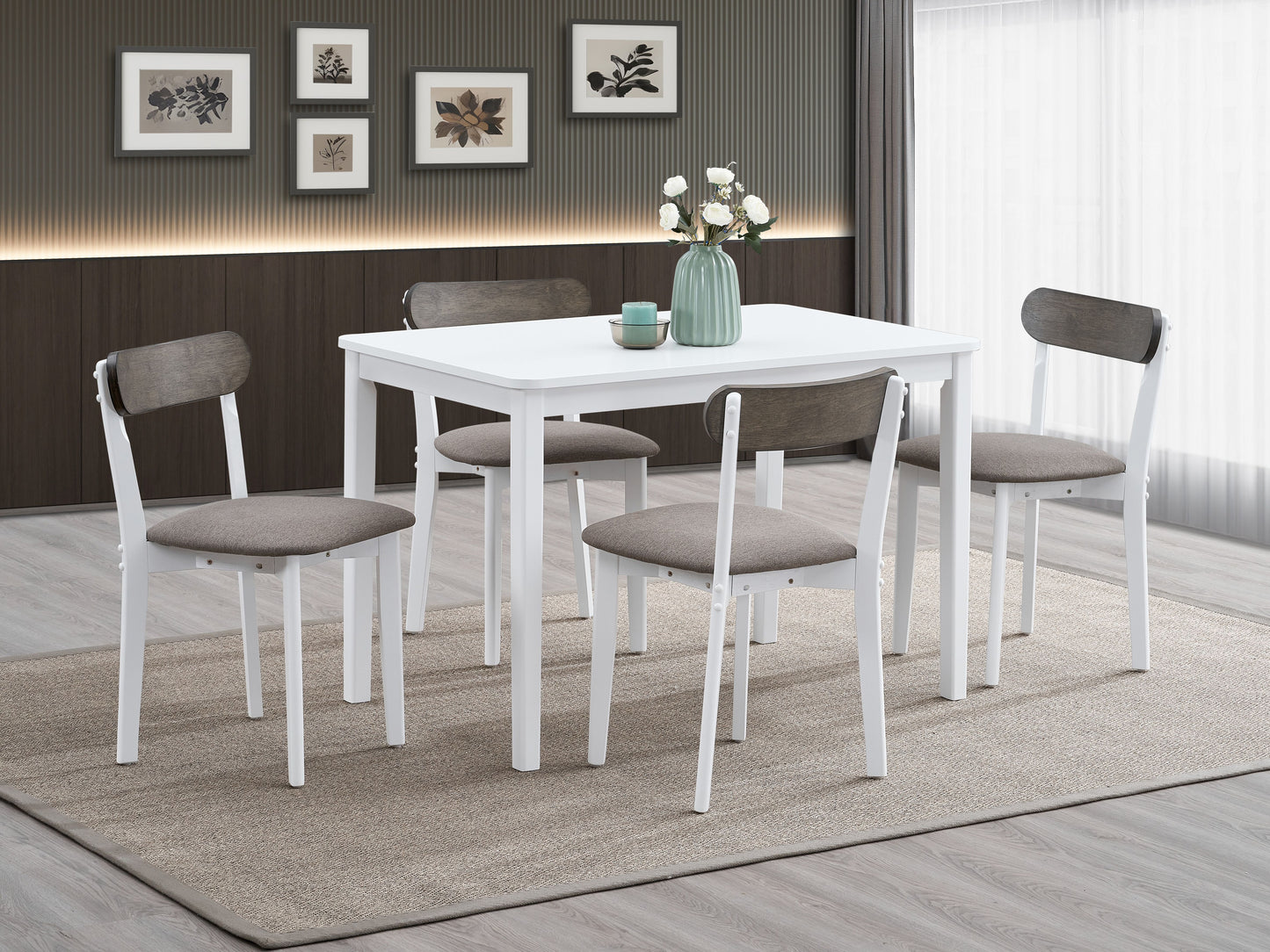 Fidelity White & Gray Finish 5Pc Pack Dining Set