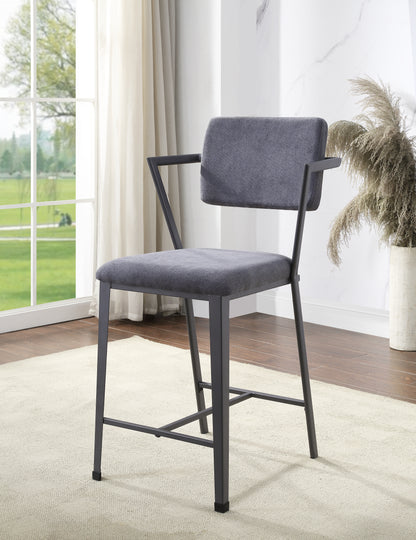 Cargo Gray Fabric & Gunmetal Finish Counter Height Chair (Set of 2)