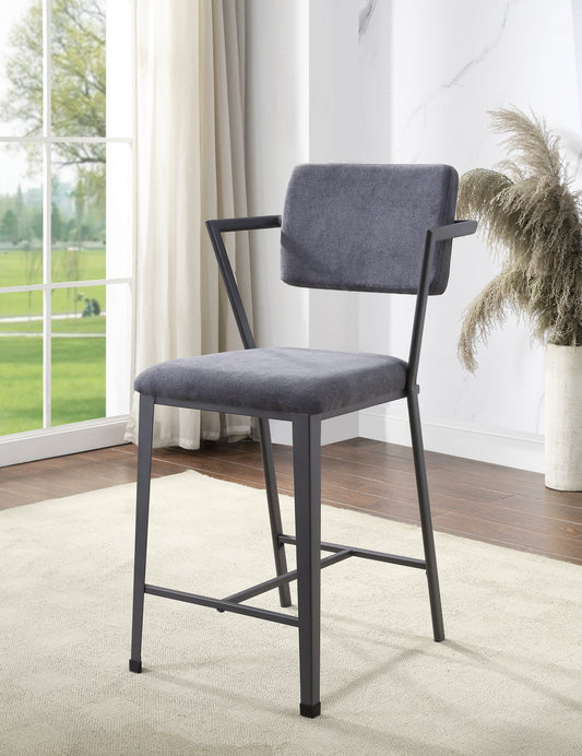 Cargo Gray Fabric & Gunmetal Finish Counter Height Chair (Set of 2)