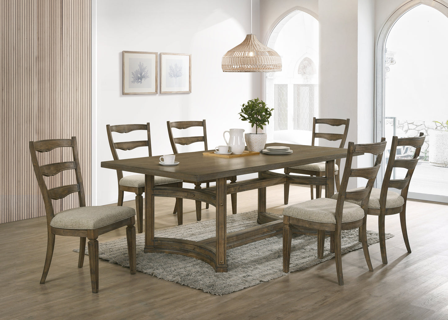 Parfield Weathered Oak Finish 7PCs Dining Room Set