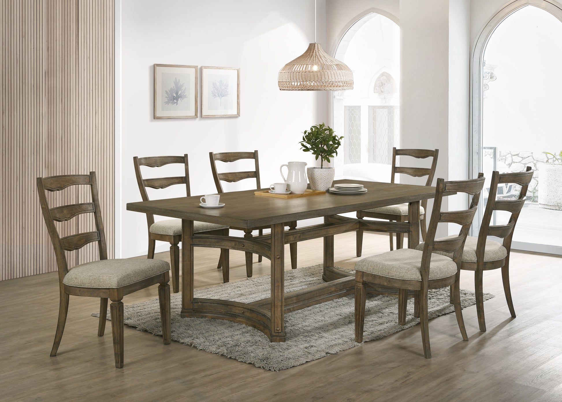 Parfield Weathered Oak Finish 7PCs Dining Room Set