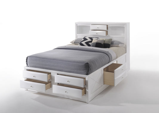 Ireland White Finish EK Bed W/Storage (EK Bed Only)