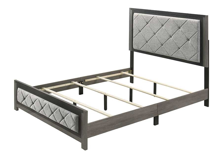 Jehoram Gray Linen & Gray Finish Queen Bed