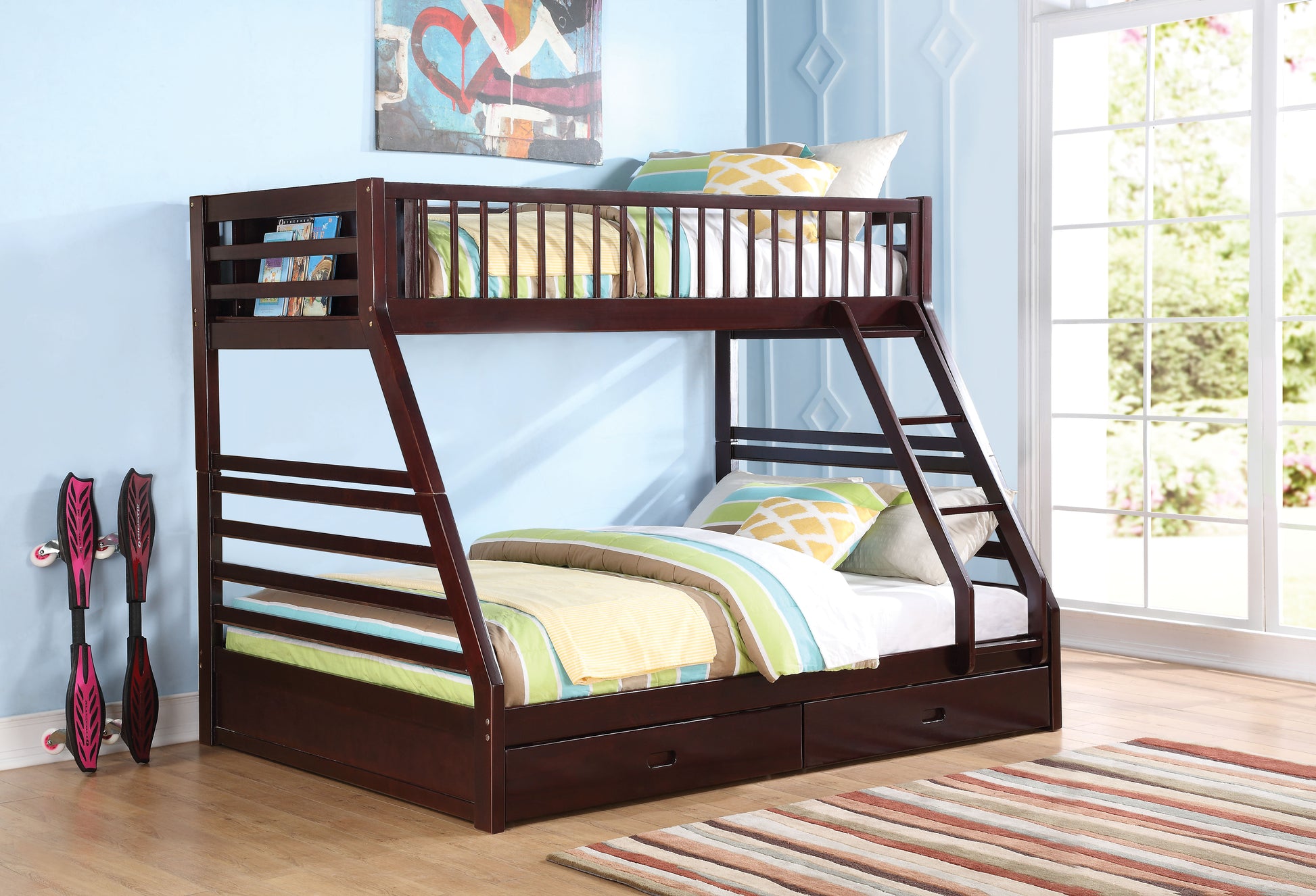 Jason Espresso Finish Twin Xl/Queen Bunk Bed W/Storage