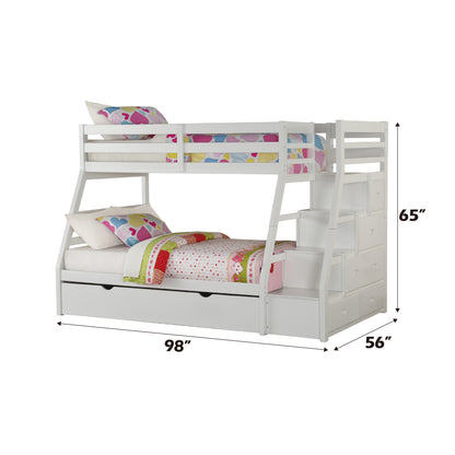 Twin Full Bunk Bed with Trundle & Storage Ladder