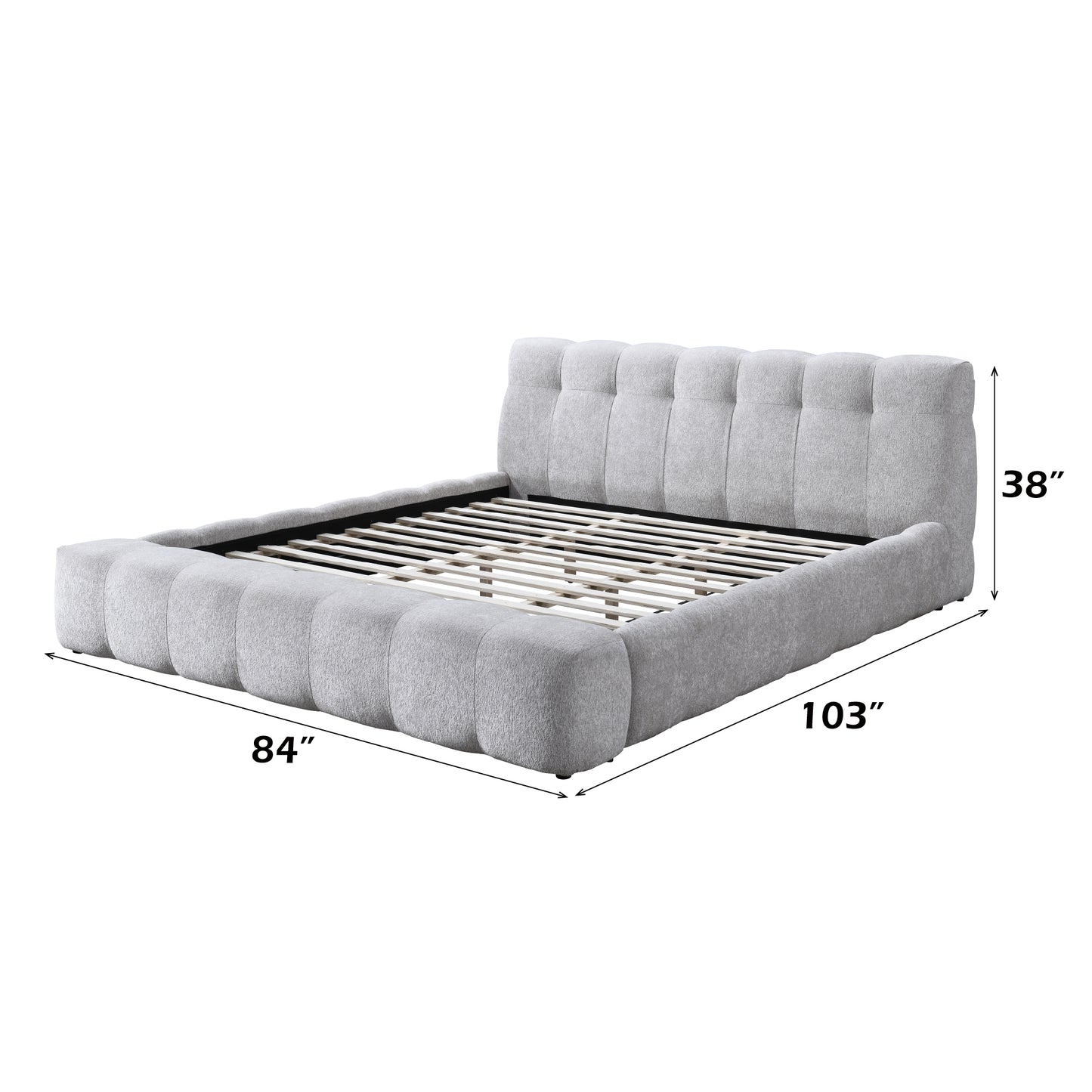 Gray Chenille Eastern King Bed - 84" x 103" for Bedroom