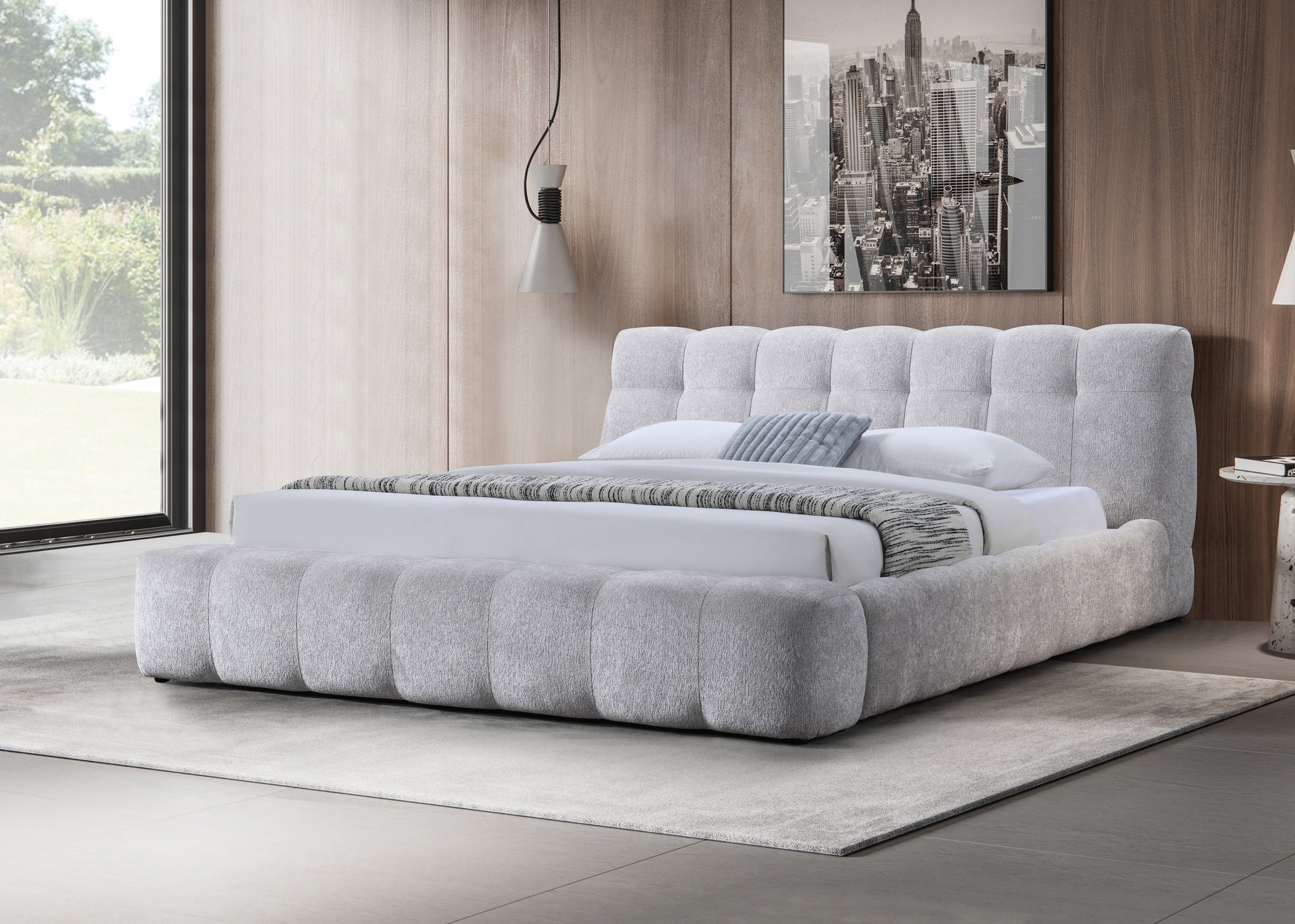 Hannah Gray Chenille Eastern King Bed