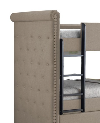 Twin/Twin Bunk Bed Beige Fabric Frame Trundle Bed