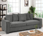 Luxe Corduroy Sofa with 5 Matching Toss Pillows, Sleek Design, Spacious and Comfortable 3 Seater Couch for Modern Living Room, Large, Grey