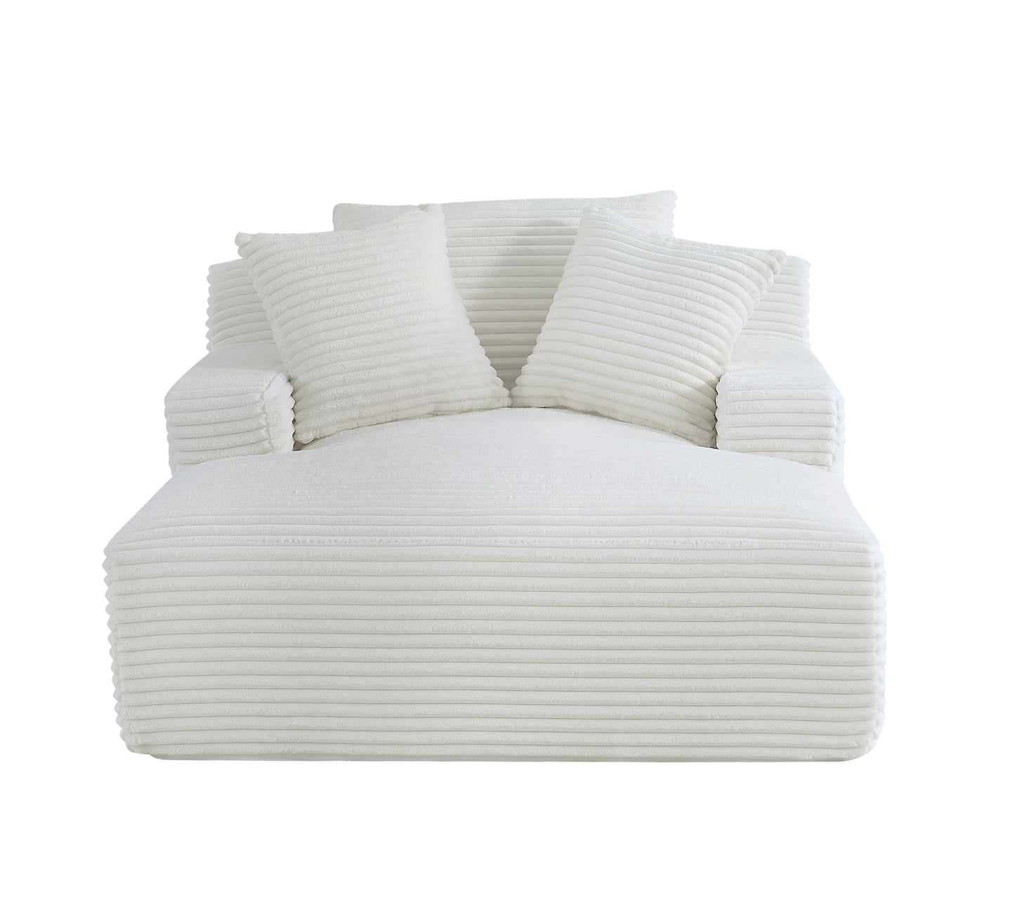 Living Room Ivory Corduroy Oversized Chaise Lounge Chair - Soft Sleeper Sofa, 2 Seats