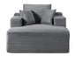 Convertible Chaise Lounge Chair Indoor – Oversized Corduroy Couch with Wide Armrest & Throw Pillows, Cozy Boneless Sleeper Sofa Bed Armchair, for Living Room, Bedroom, No Assembly Required, Dark Grey