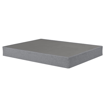 9 in. Foldable Metal Bed Base, Cal King Size Mattress Bed Box Spring Foundation, Grey