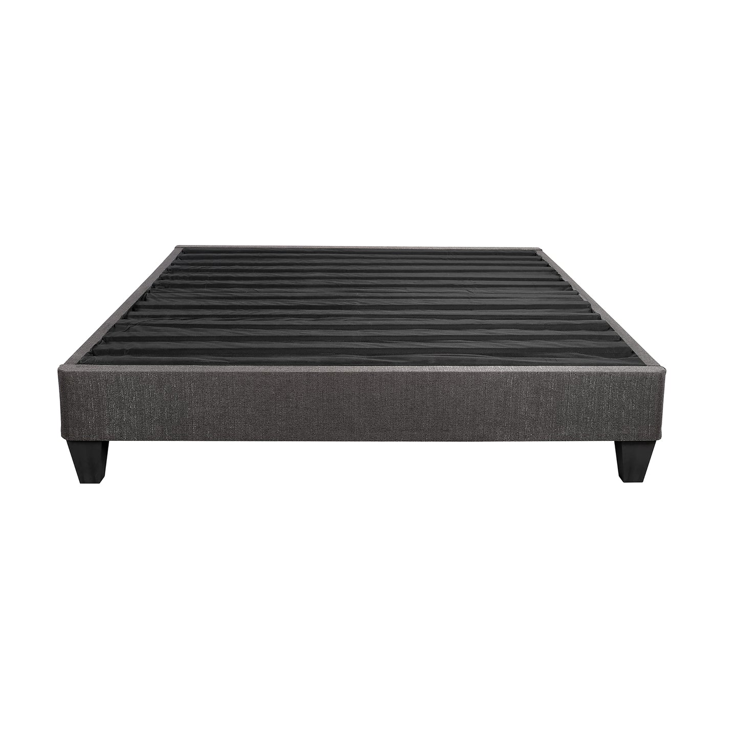 King Size Platform Bed Base, Upholstered Mattress Foundation Bed Frame, Dark Grey