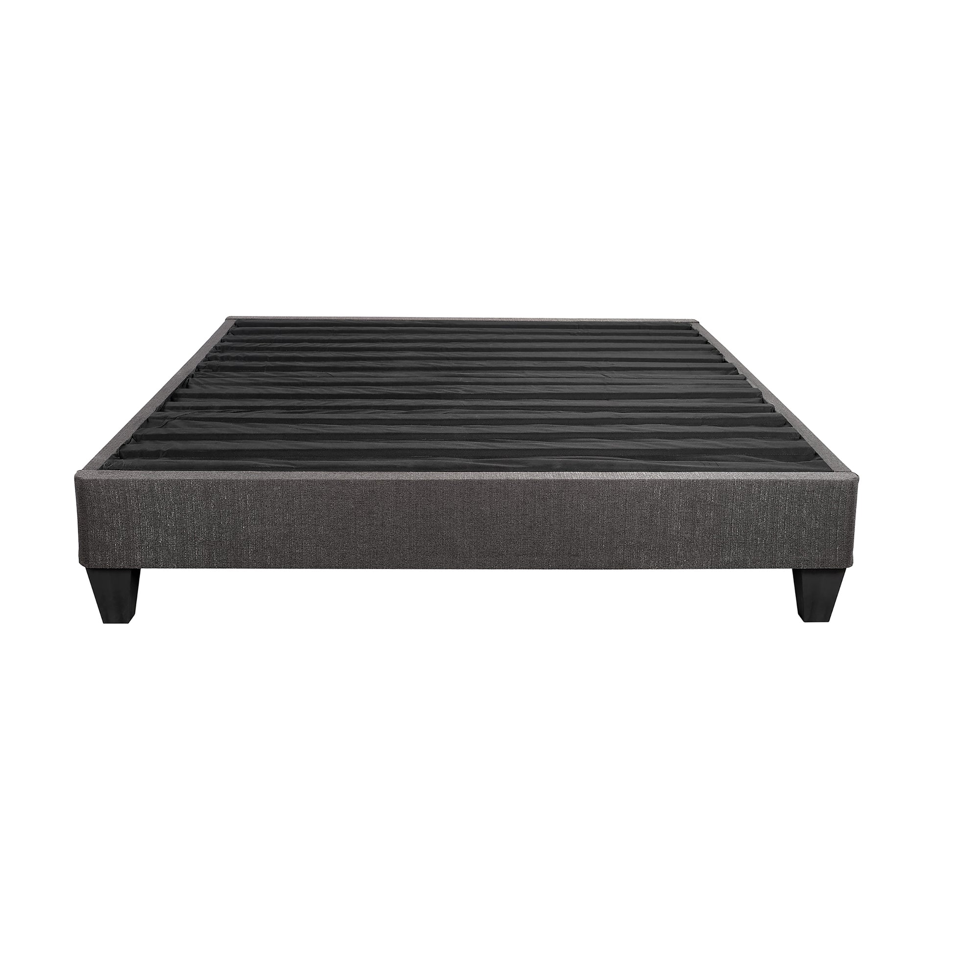 King Size Platform Bed Base, Upholstered Mattress Foundation Bed Frame, Dark Grey