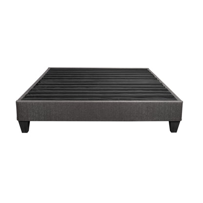 King Size Platform Bed Base, Upholstered Mattress Foundation Bed Frame, Dark Grey