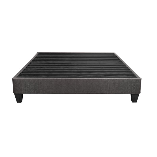 King Size Platform Bed Base, Upholstered Mattress Foundation Bed Frame, Dark Grey