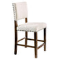 Ivory Padded Fabric Chairs Set of 2pc Dining High Chairs Nailhead Trims Solid wood Brown Cherry