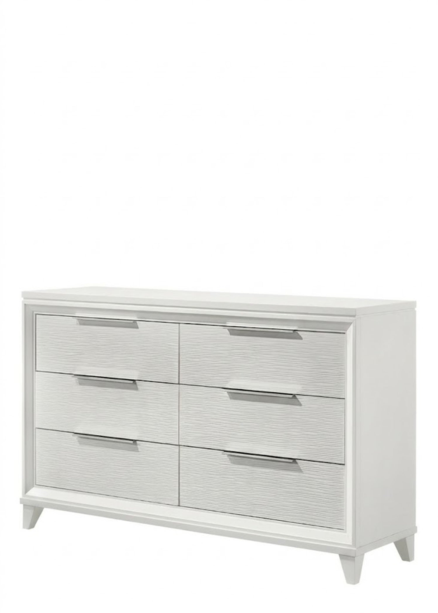1pc Modern Contemporary Transitional White Textured Finish 6-Drawer Storage Dresser Wooden Solid Wood Bedroom Living Room Home Furniture