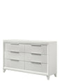 1pc Modern Contemporary Transitional White Textured Finish 6-Drawer Storage Dresser Wooden Solid Wood Bedroom Living Room Home Furniture