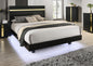 Black 1pc Queen Size Bed Underbed LED Modern Bedroom Furniture Acrylic Trim Mattress Ready Bedframe