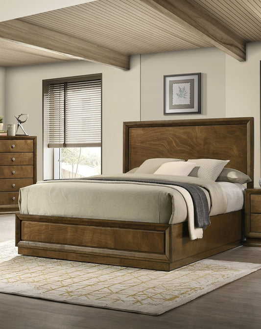 Strong Look Transitional Style 1pc Twin Size Bed Walnut Wooden Panel Bedframe High HB Bedroom Furniture