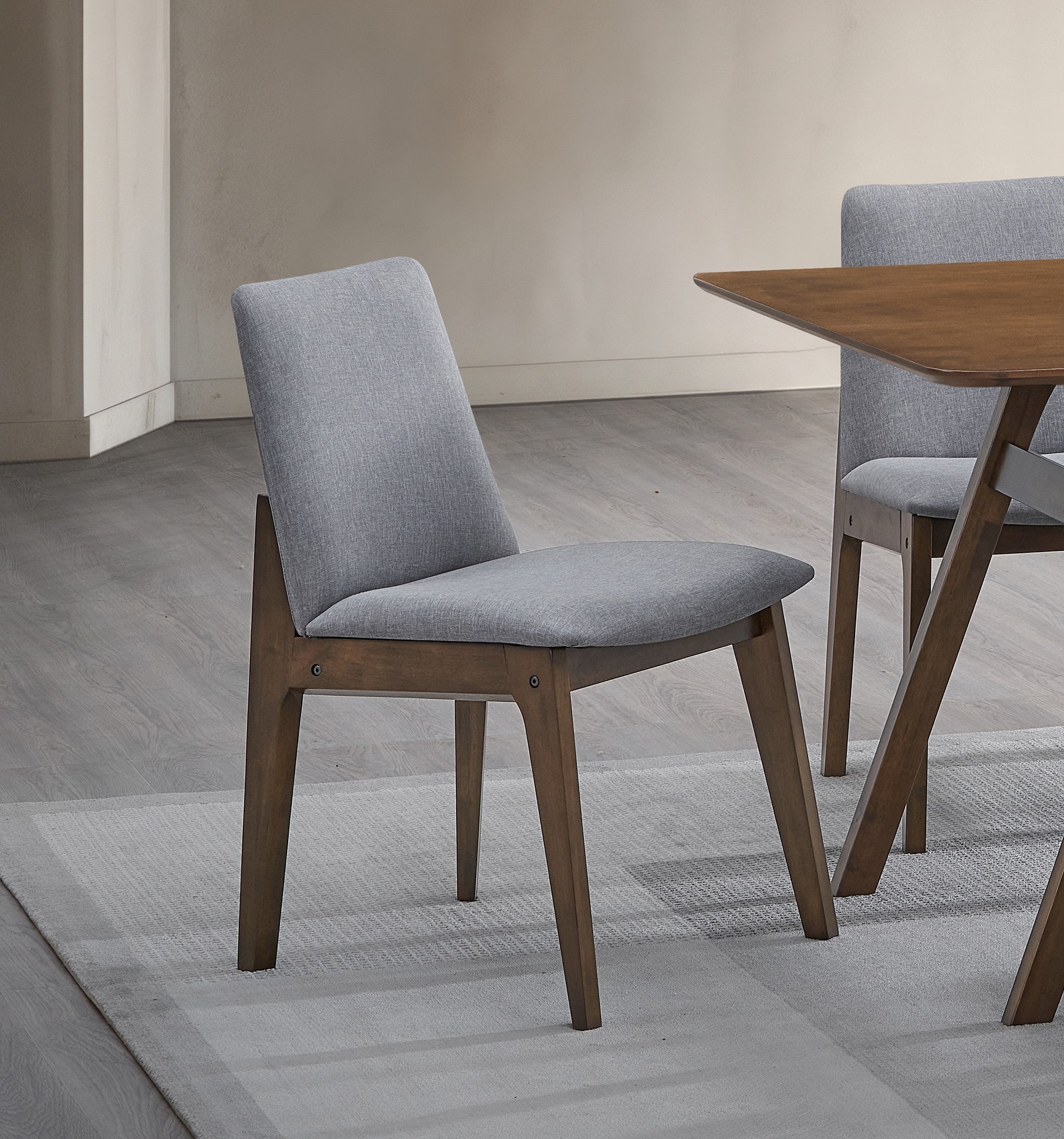 Walnut 6 Seater Dining Room Set with Wood Chairs for Casual Dining