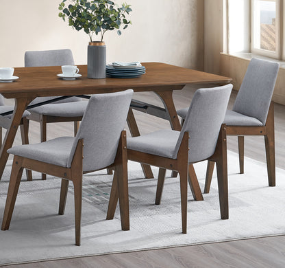 Walnut 6 Seater Dining Room Set with Wood Chairs for Casual Dining