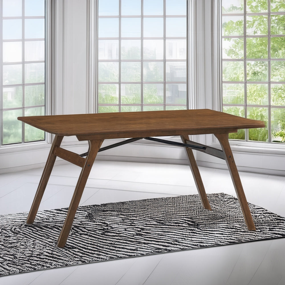 Walnut 6 Seater Dining Room Set with Wood Chairs for Casual Dining