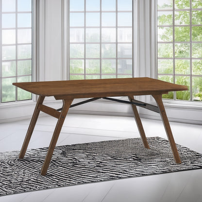 Walnut 6 Seater Dining Room Set with Wood Chairs for Casual Dining
