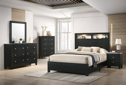 Queen Size Panel Bed Headboard Black Wood Frame