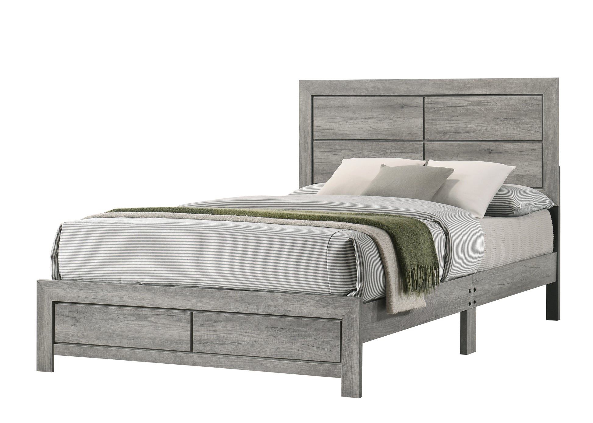 1pc Full Size Rustic Robust Platform Bed Clean-lined Headboard Wood Grain Finish Gray