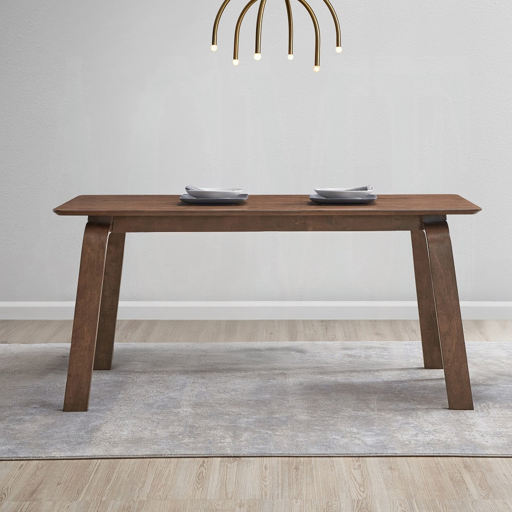 Contemporary 5 Piece Walnut Dining Table Set with Wingback Chairs