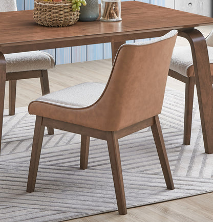 Contemporary 5 Piece Walnut Dining Table Set with Wingback Chairs