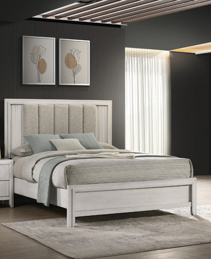 Queen Size Antique White Bed Frame - Contemporary Style for Bedroom