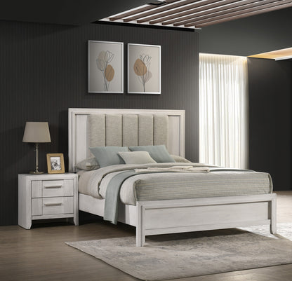 Queen Size Antique White Bed Frame - Contemporary Style for Bedroom