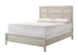 1pc Antique White Queen Size Panel Bed Recessed Design Wooden Bedroom Furniture