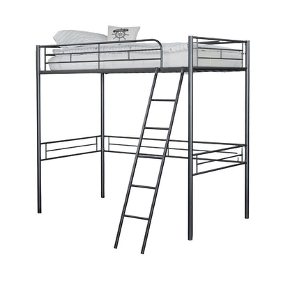Black Metal Loft Bed Frame Full Size Bedroom