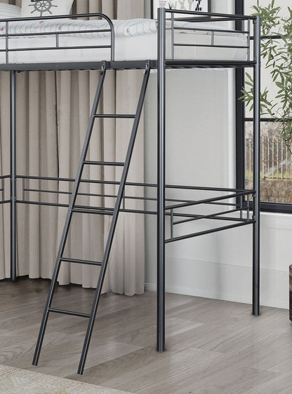 Black Metal Loft Bed Frame Full Size Bedroom