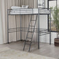 Twin Loft Bed Contemporary Style With Open Area Underneath Metal Structure, Black