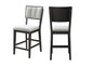 Set of 2 Light Gray Counter Height Dining Chair Fabric Upholstery High-back Dark Wooden Frames