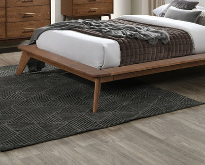 Full Size Walnut Bed Frame - Boucle Fabric for Bedroom