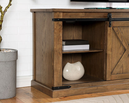 Dark Oak Rustic TV Console - 72" Sliding Doors