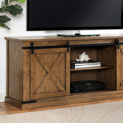 Dark Oak Rustic TV Console - 72" Sliding Doors