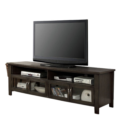Gray TV Console Base - Dual Cabinet & Shelves for Living Room