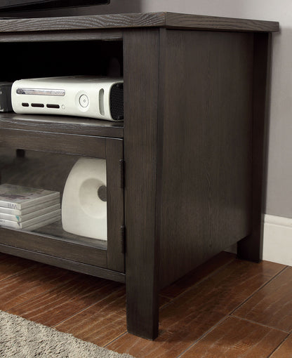 Gray TV Console Base - Dual Cabinet & Shelves for Living Room